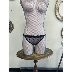 Vintage Viva Collection Black Lace & Cream Satin Panties Y2K Lingerie Small